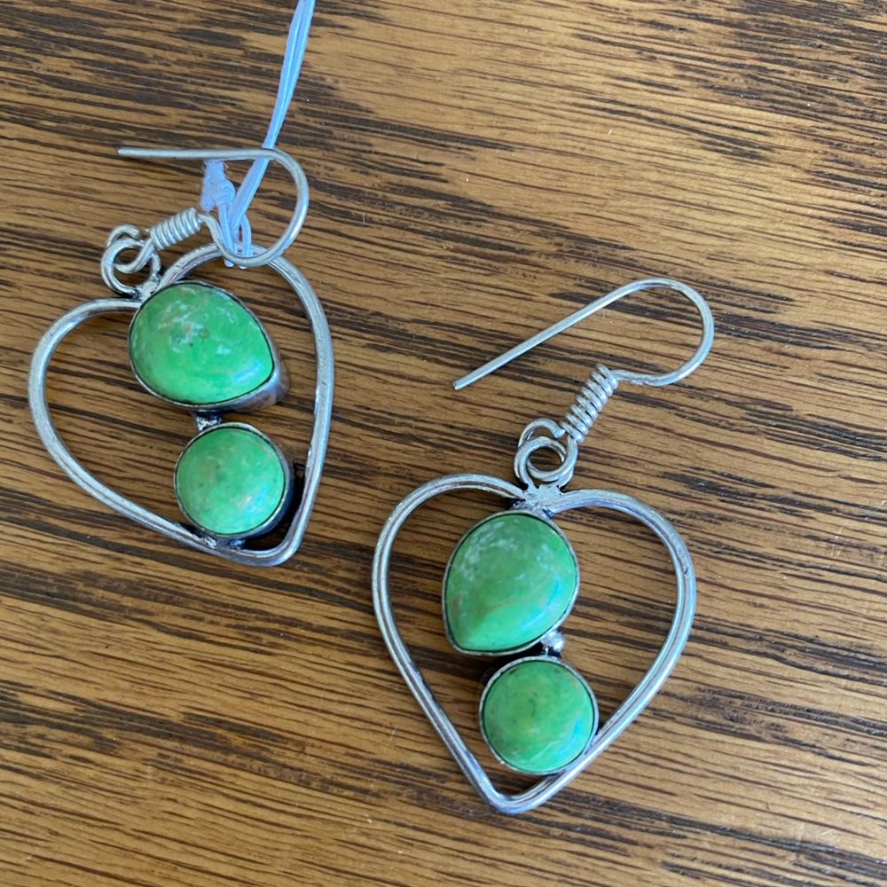 Green turquoise sterling silver earrings